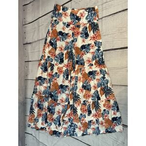 Roxy Pismo State Beach Floral-Print Tiered Pants Small Wide Leg Wrap